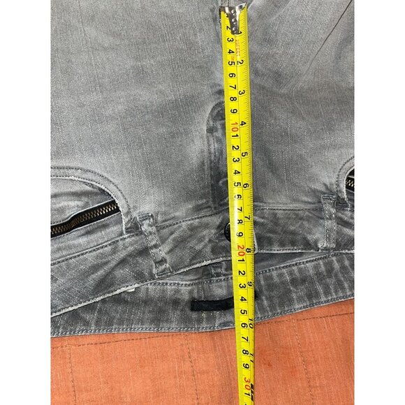 Maje Gray Distressed Skinny Biker Jeans With Zipper Details Size 28 - Picture 6 of 7